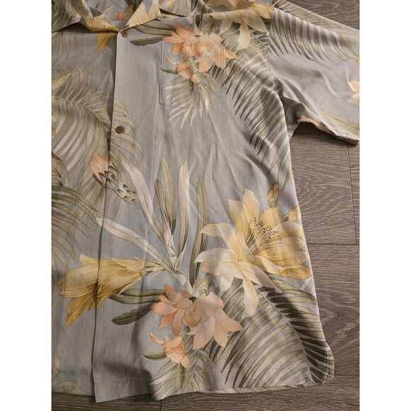 Tommy Bahama Mens XXL Hawaiian Silk Shirt Floral Hibiscus Blue Button Down - Picture 2 of 5